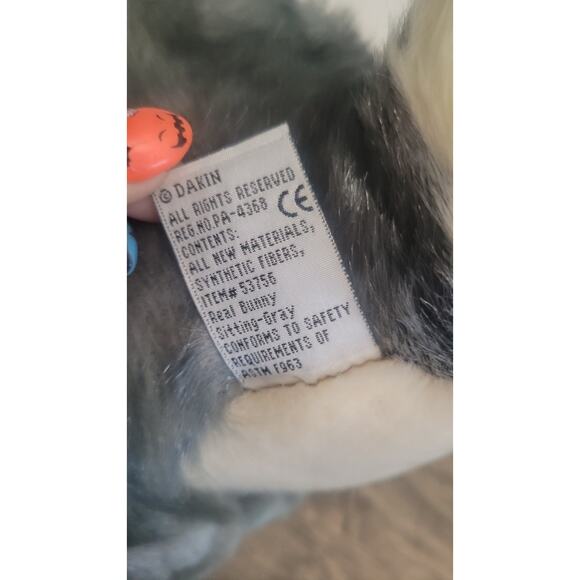 Dakin Real Bunny Gray Plush Rabbit 18” with Bow NWT Lifelike Animal Applause... - Picture 7 of 9